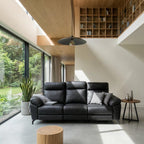 3-Sitzer Sofa - mit Elektrische Relaxfunktion, USB - Echtleder Schwarz - FURNHOUSE