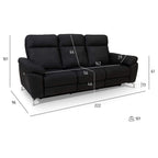 3-Sitzer Sofa - mit Elektrische Relaxfunktion, USB - Stoffbezug Schwarz - FURNHOUSE