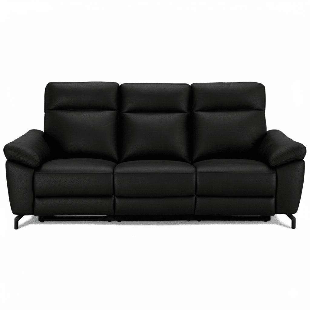 3-Sitzer Sofa - mit Elektrische Relaxfunktion, USB - Stoffbezug Schwarz - FURNHOUSE