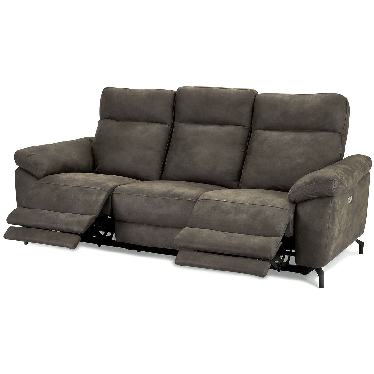 3-Sitzer Sofa - mit Elektrische Relaxfunktion, USB - Stoffbezug Taupe Grau - FURNHOUSE