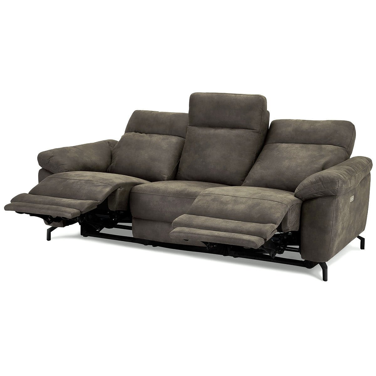 3-Sitzer Sofa - mit Elektrische Relaxfunktion, USB - Stoffbezug Taupe Grau - FURNHOUSE