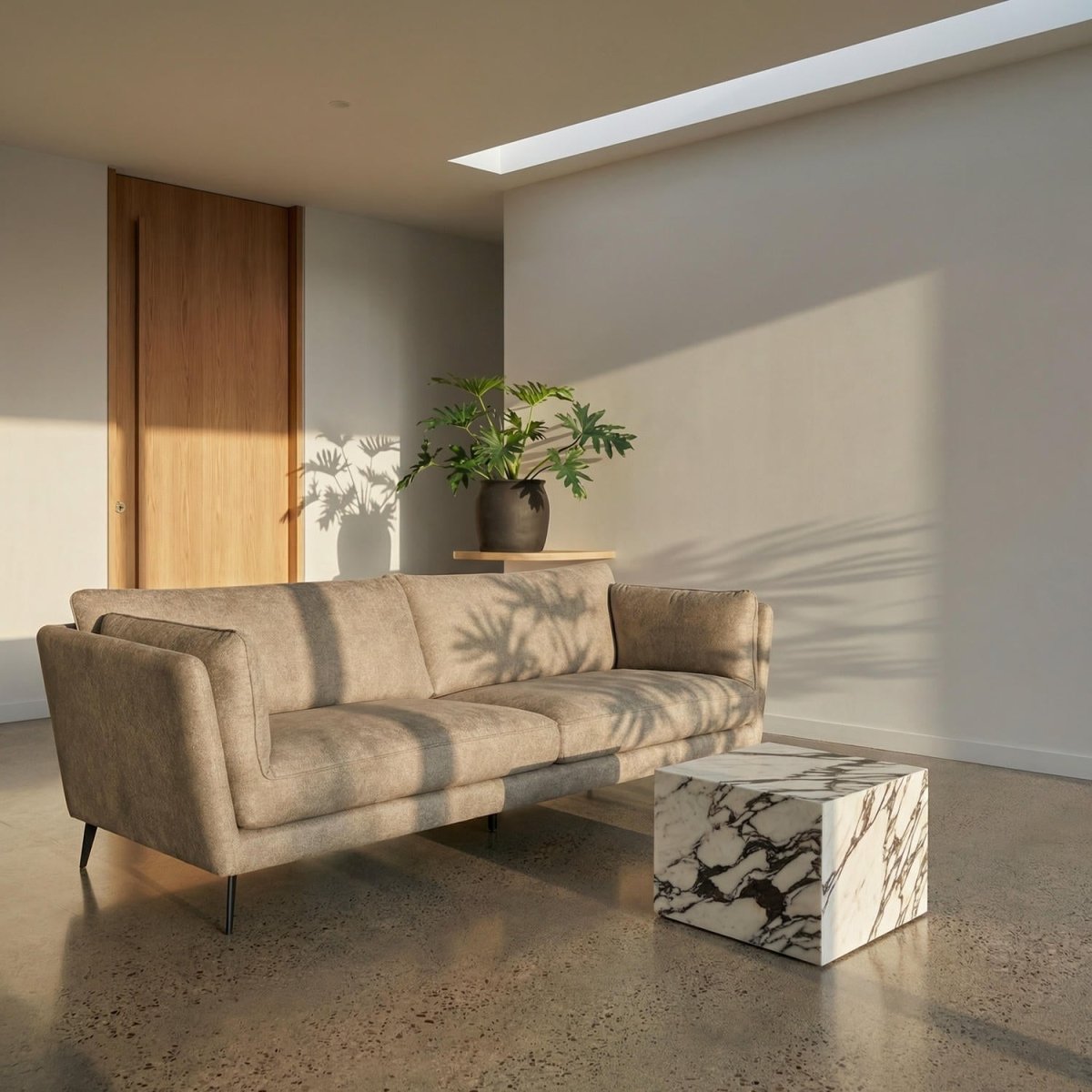 3-Sitzer Sofa - Stoffbezug Beige - FURNHOUSE