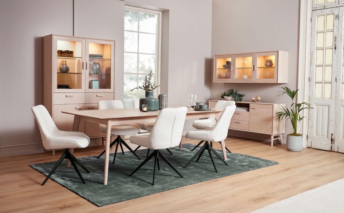 Rechteckiger Essstisch Porto - Inklusive 2 Ansteckplatten - Eiche massiv 220x105 cm - FURNHOUSE