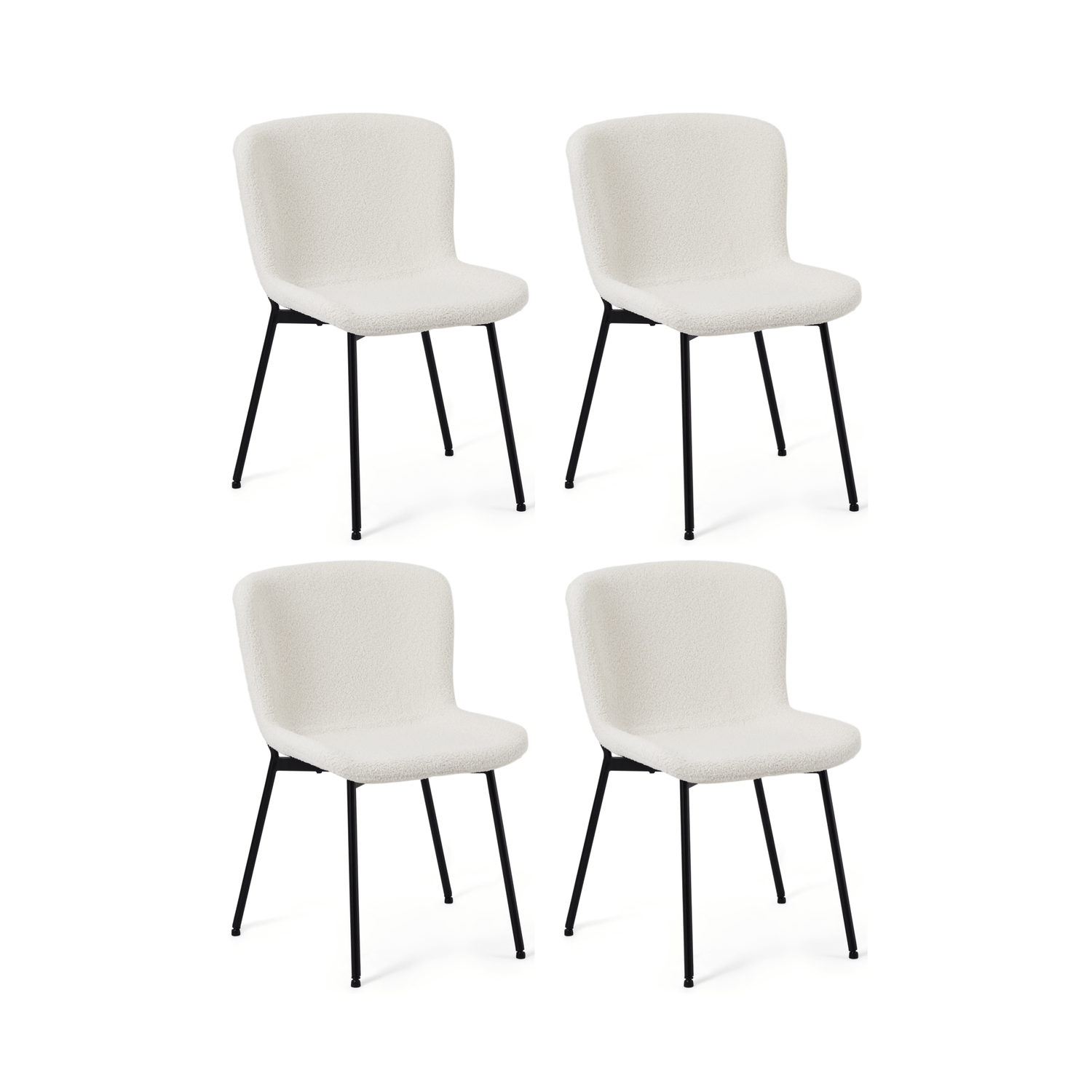 4er Set Esszimmerstühle Teddy - Weiß