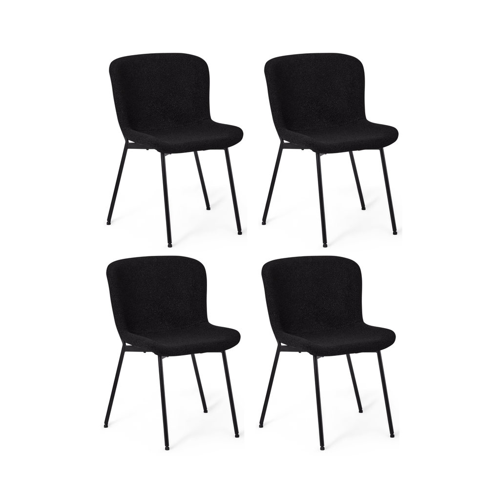 4er Set Esszimmerstühle Teddy - Schwarz