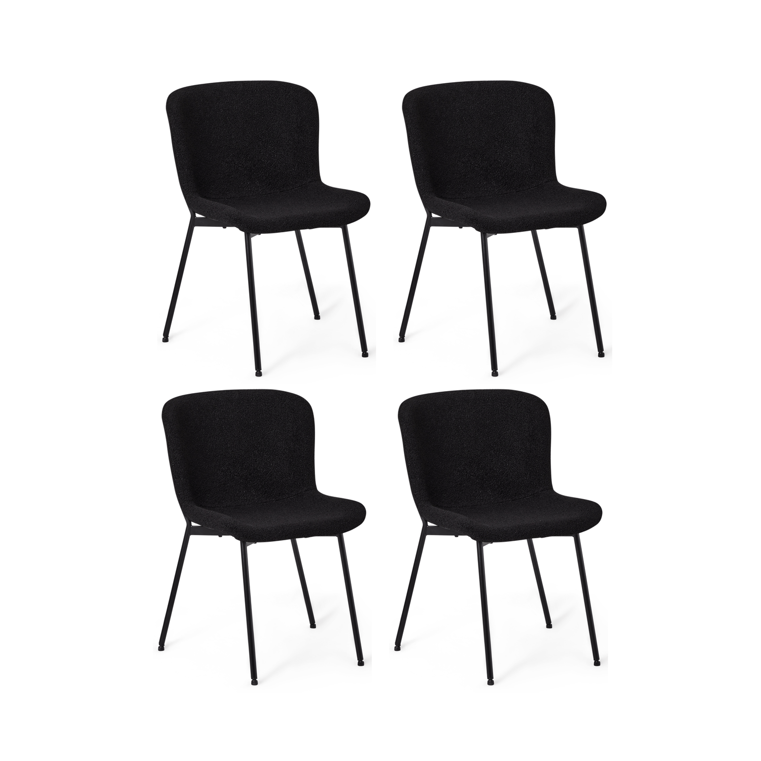 4er Set Esszimmerstühle Teddy - Schwarz