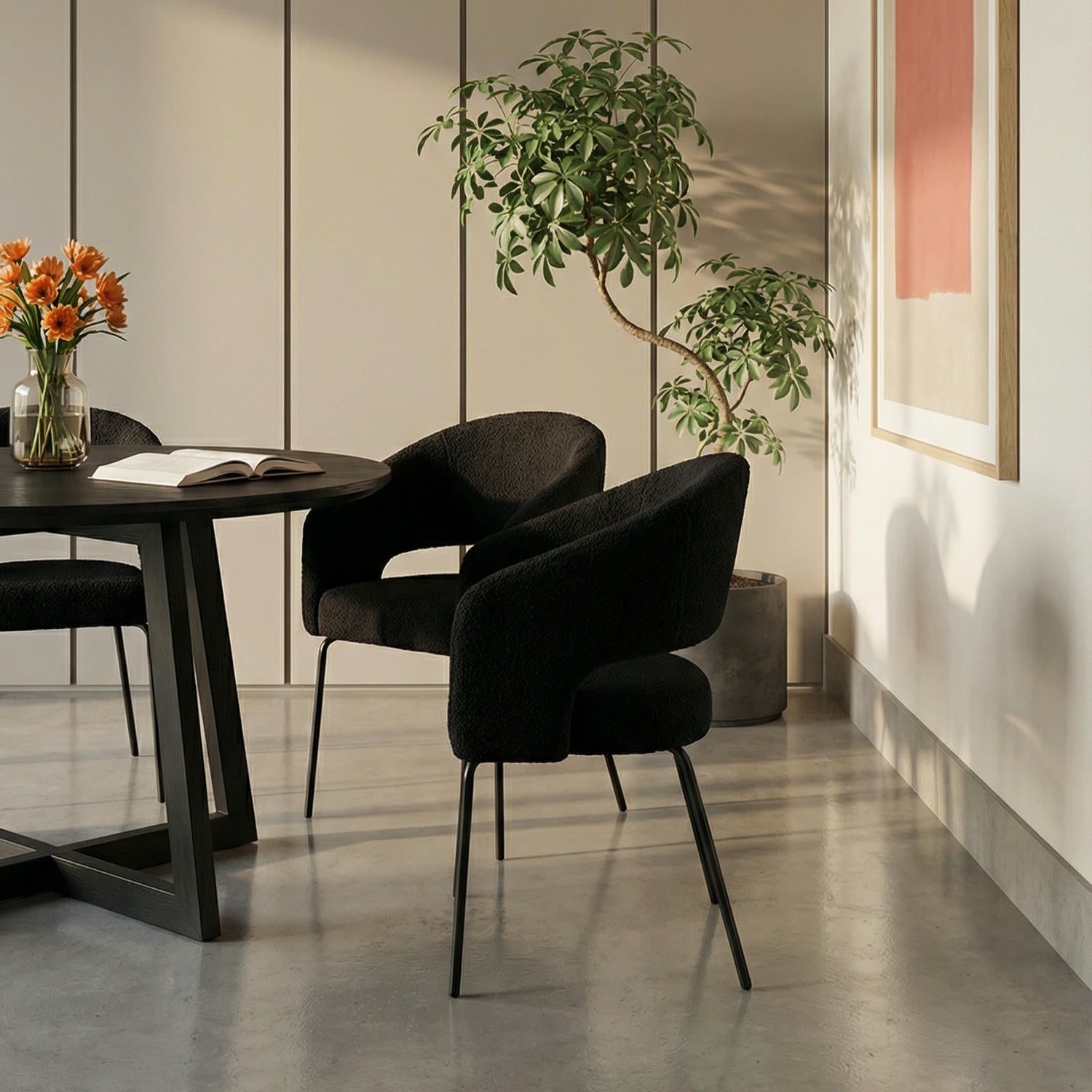 6er Set Esszimmerstühle mit Armlehne Natalie - Schwarz - FURNHOUSE