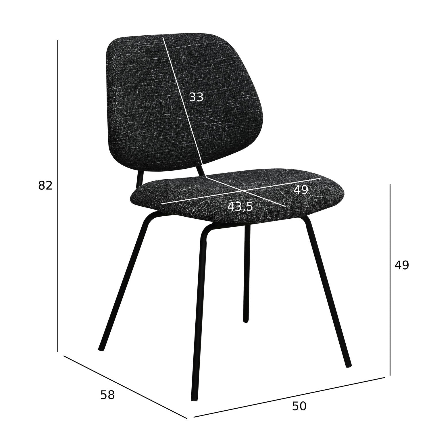 Sofia Esszimmerstühle 2er Set - Bouclé-Stoff Schwarz