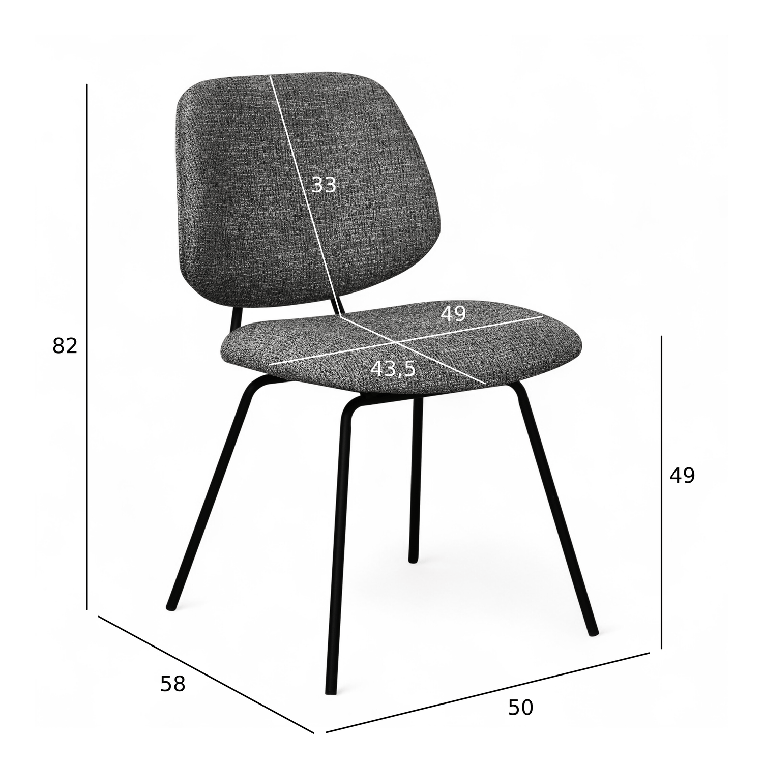 Sofia Esszimmerstühle 2er Set - Bouclé-Stoff Grau