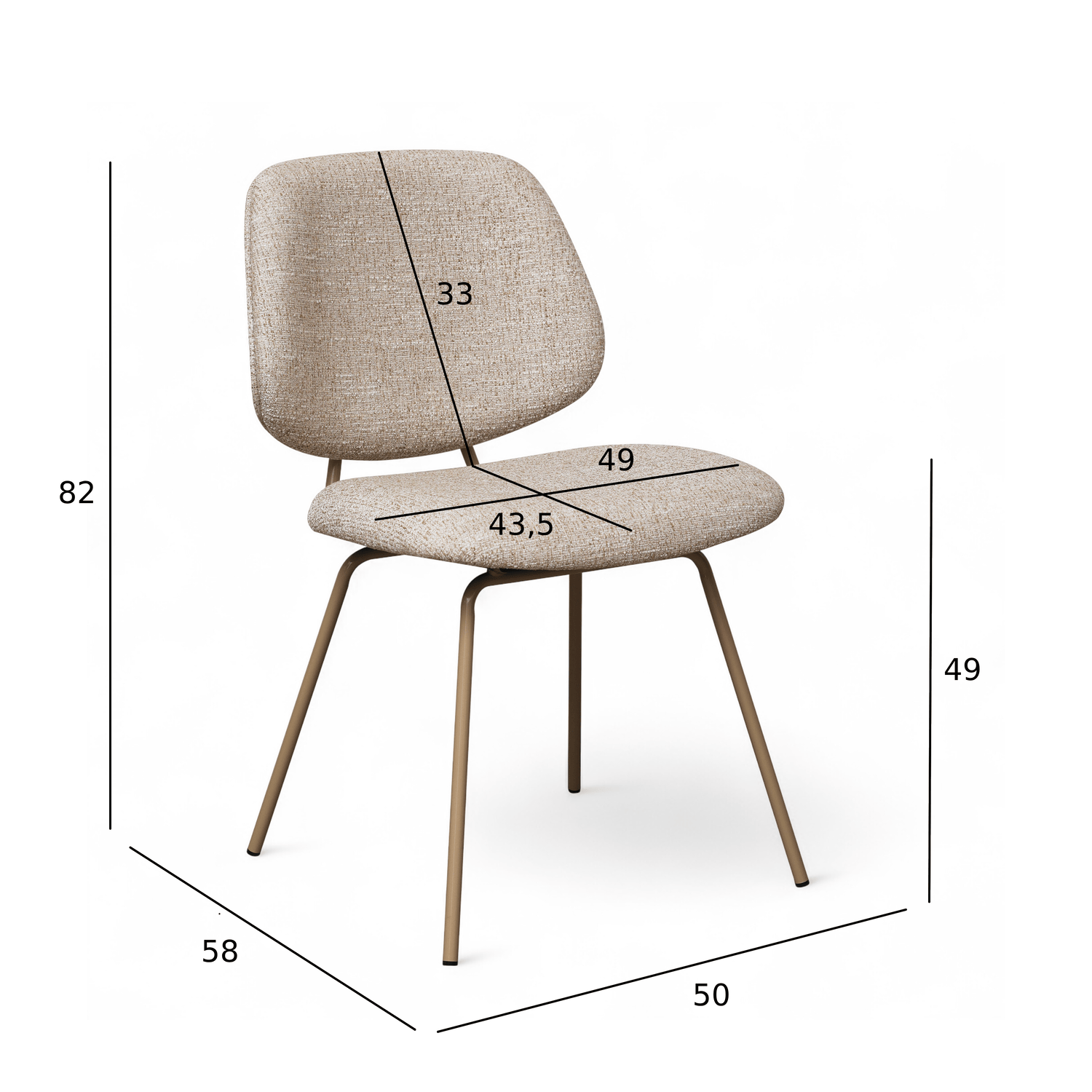 Sofia Esszimmerstühle 2er Set - Bouclé-Stoff Beige