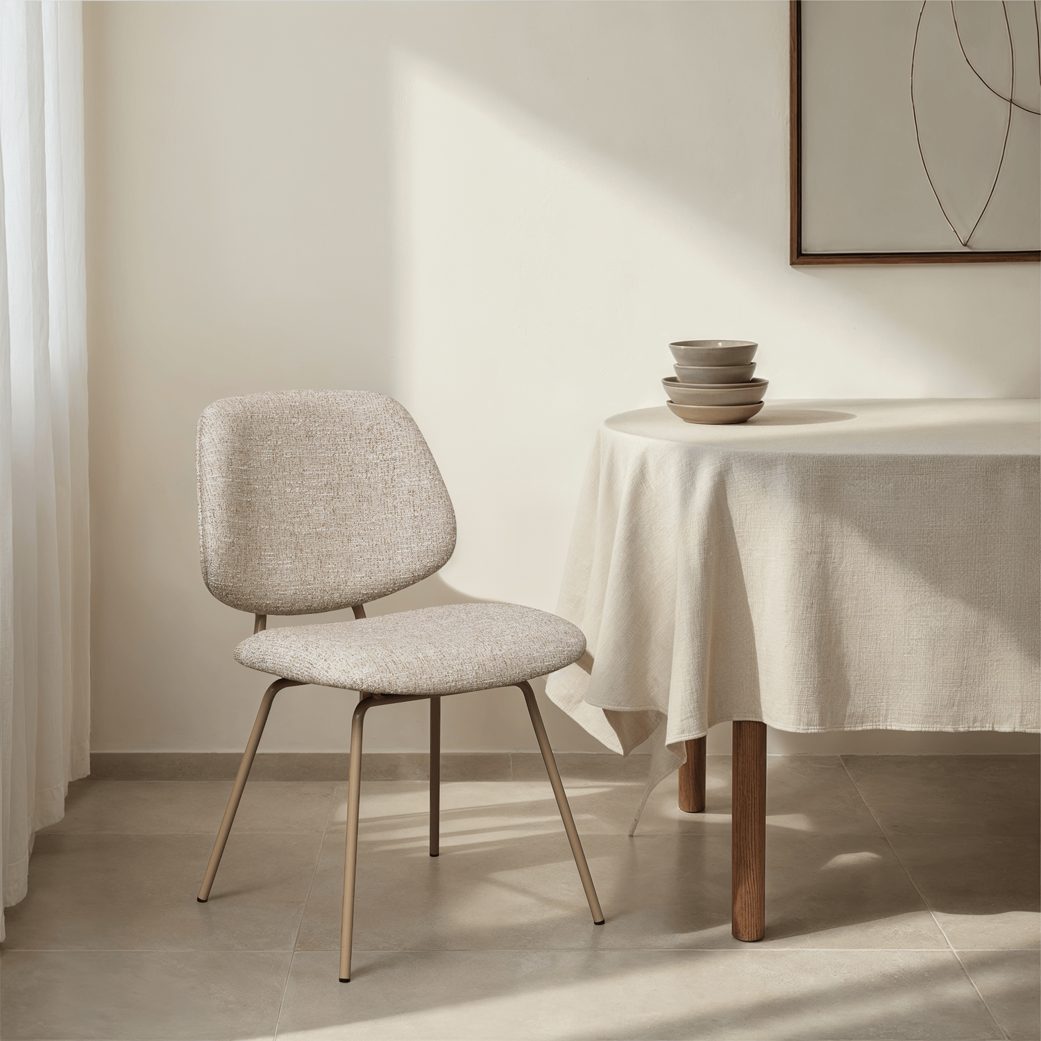 Sofia Esszimmerstühle 2er Set - Bouclé-Stoff Beige