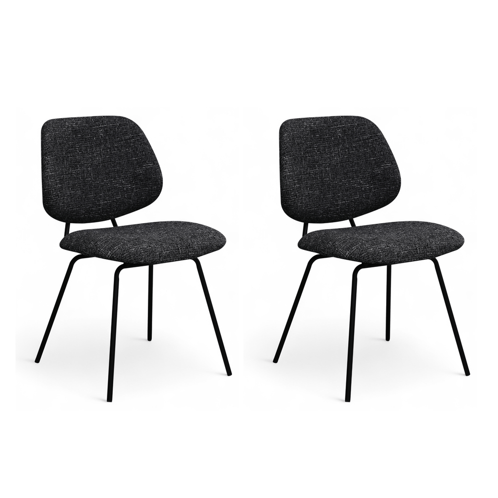 Sofia Esszimmerstühle 2er Set - Bouclé-Stoff Schwarz