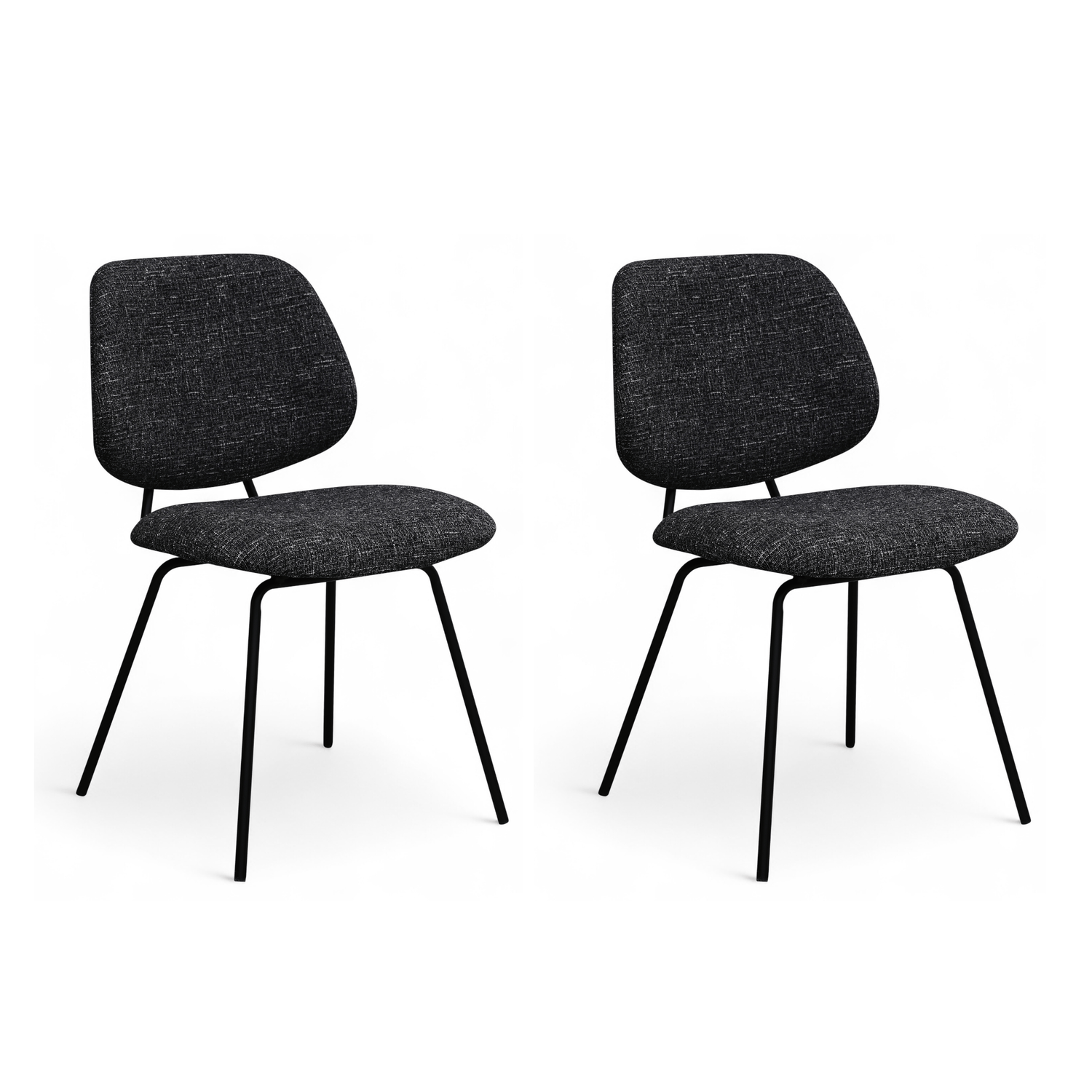 Sofia Esszimmerstühle 2er Set - Bouclé-Stoff Schwarz