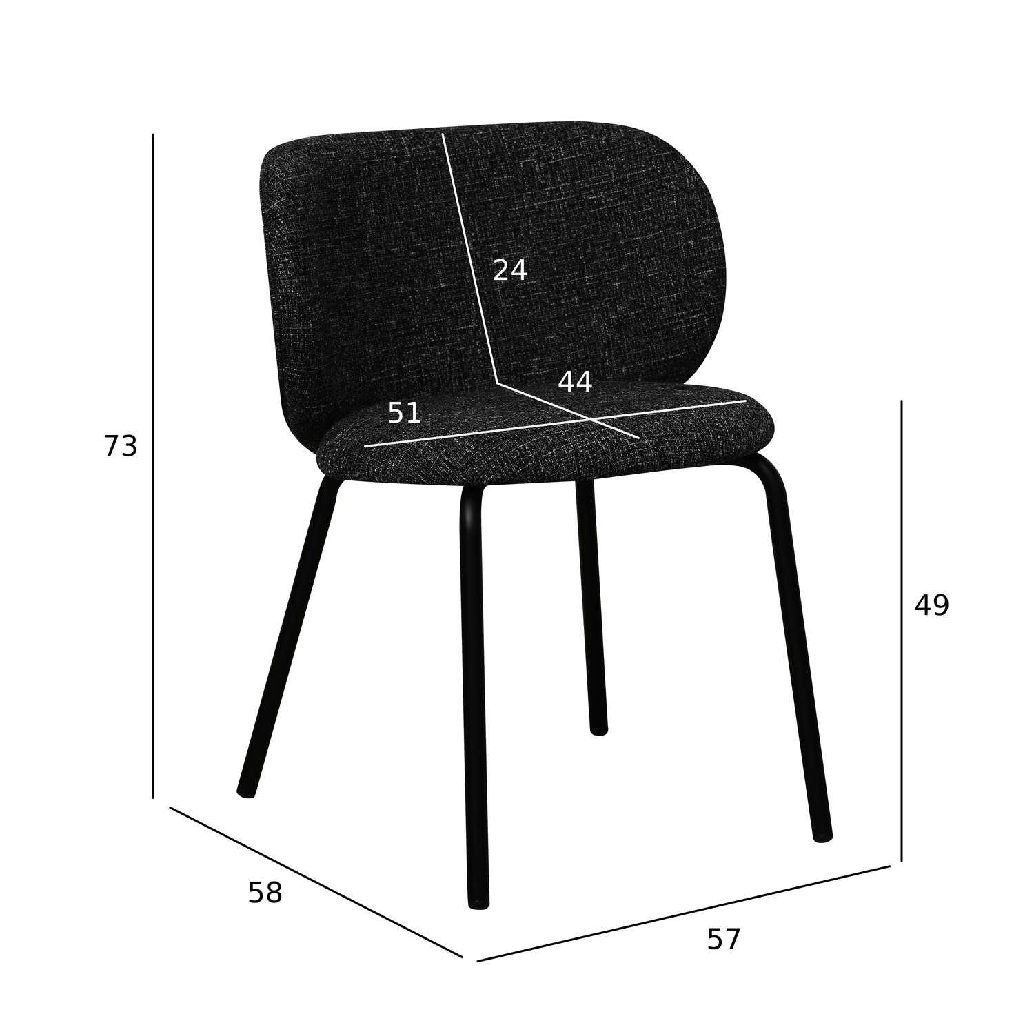 4er Set Esszimmerstühle Nanna - Schwarz