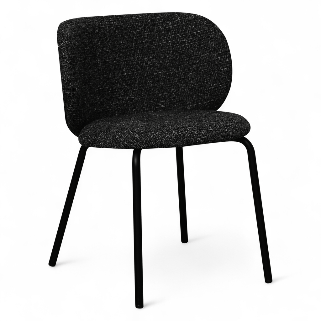 Nanna Esszimmerstühle 2er Set - Bouclé-Stoff Schwarz