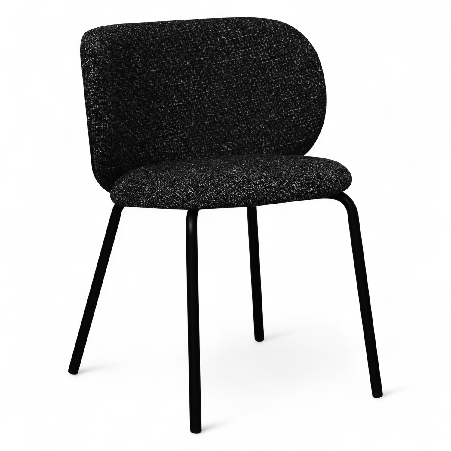 Nanna Esszimmerstühle 2er Set - Bouclé-Stoff Schwarz