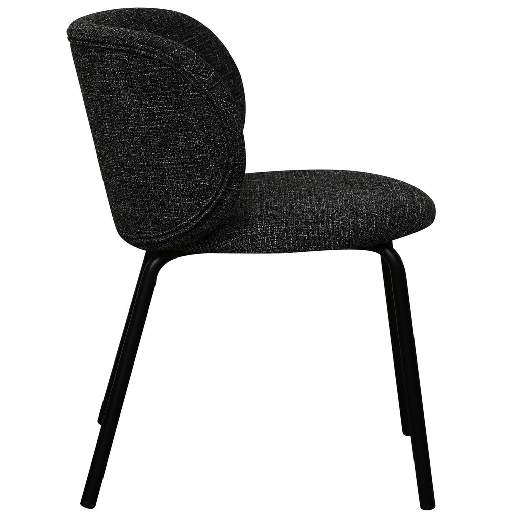 Nanna Esszimmerstühle 2er Set - Bouclé-Stoff Schwarz