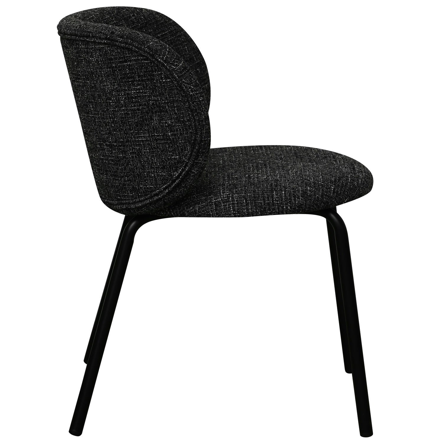 Nanna Esszimmerstühle 2er Set - Bouclé-Stoff Schwarz