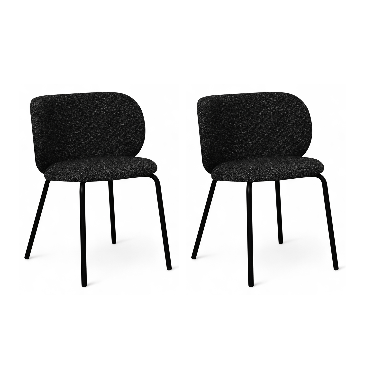 Nanna Esszimmerstühle 2er Set - Bouclé-Stoff Schwarz