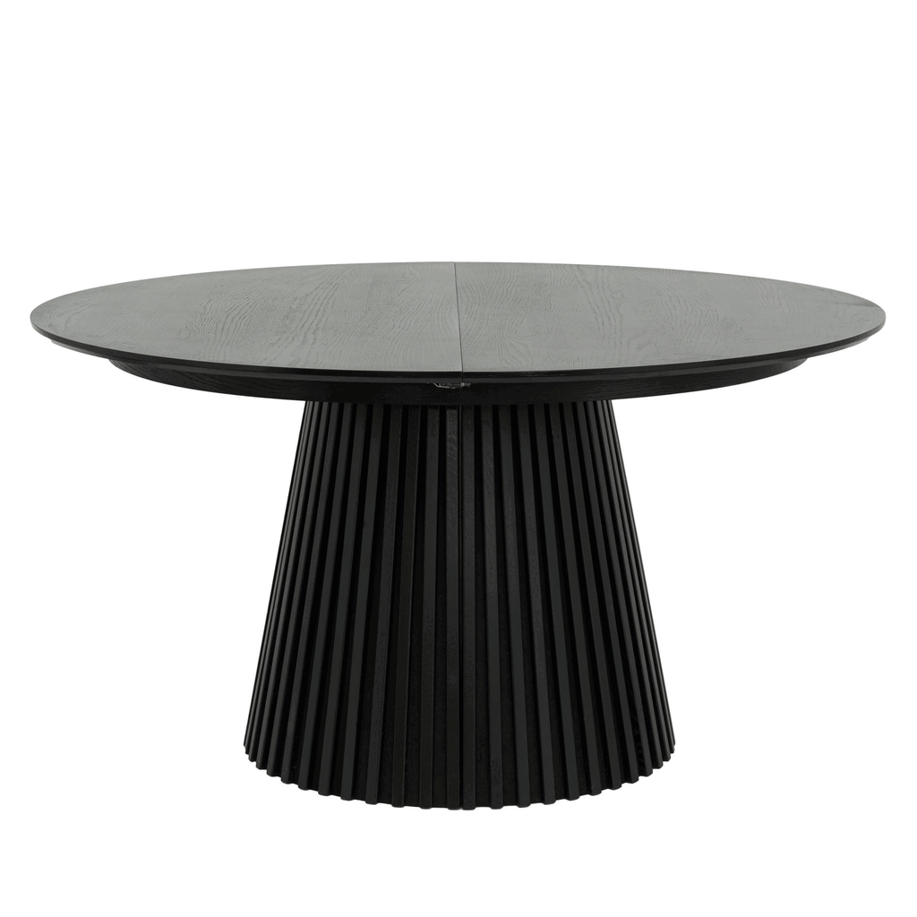 Essgruppe mit 4 Stühle und Esstisch - ø140 cm - Ausziehbar bis 240 cm Schwarz - FURNHOUSE