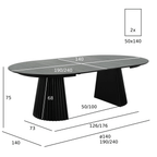 Essgruppe mit 4 Stühle und Esstisch - ø140 cm - Ausziehbar bis 240 cm Schwarz - FURNHOUSE