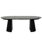 Essgruppe mit 4 Stühle und Esstisch - ø120 cm - Ausziehbar bis 220 cm Schwarz - FURNHOUSE