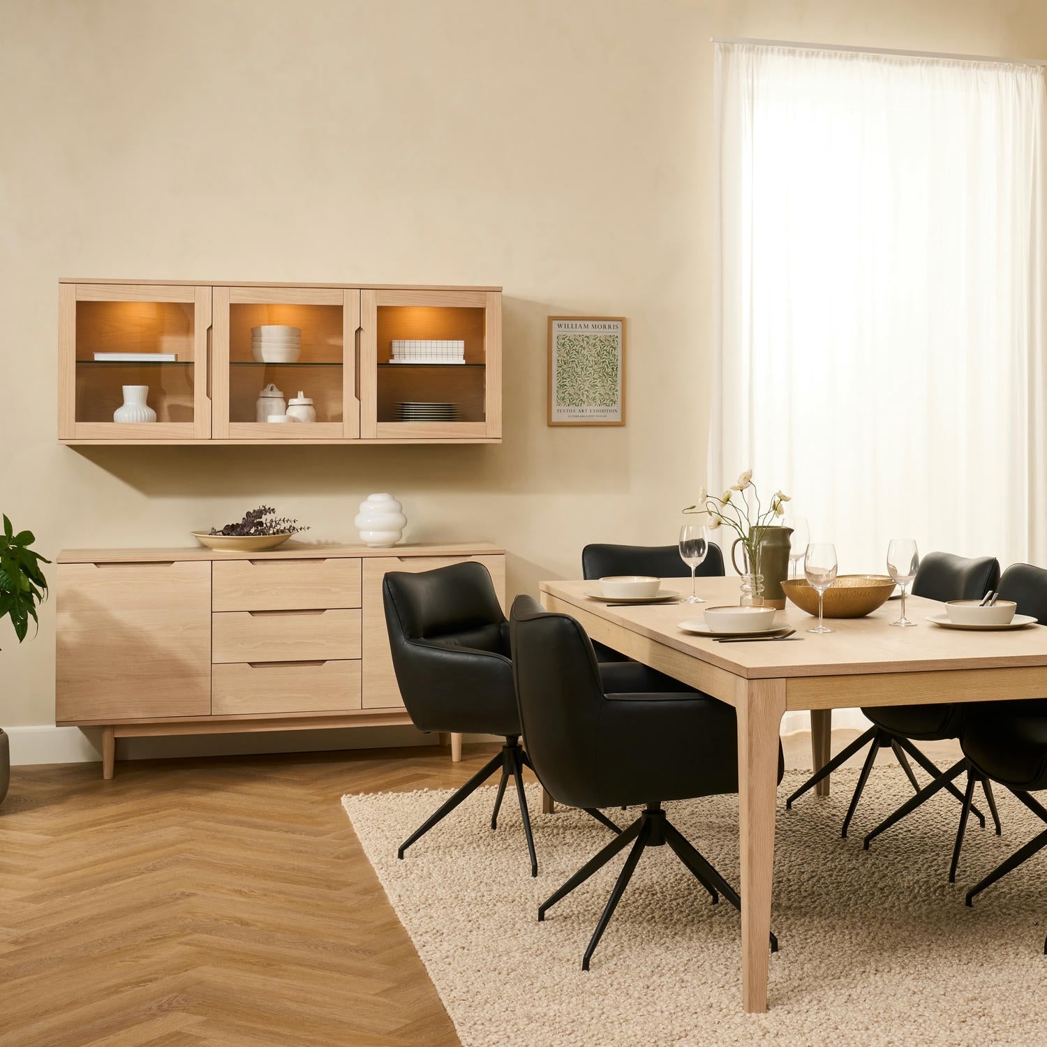 Kerteminde Wandschrank mit LED-Beleuchtung - 160 cm breit - Eiche Weiß geöltes