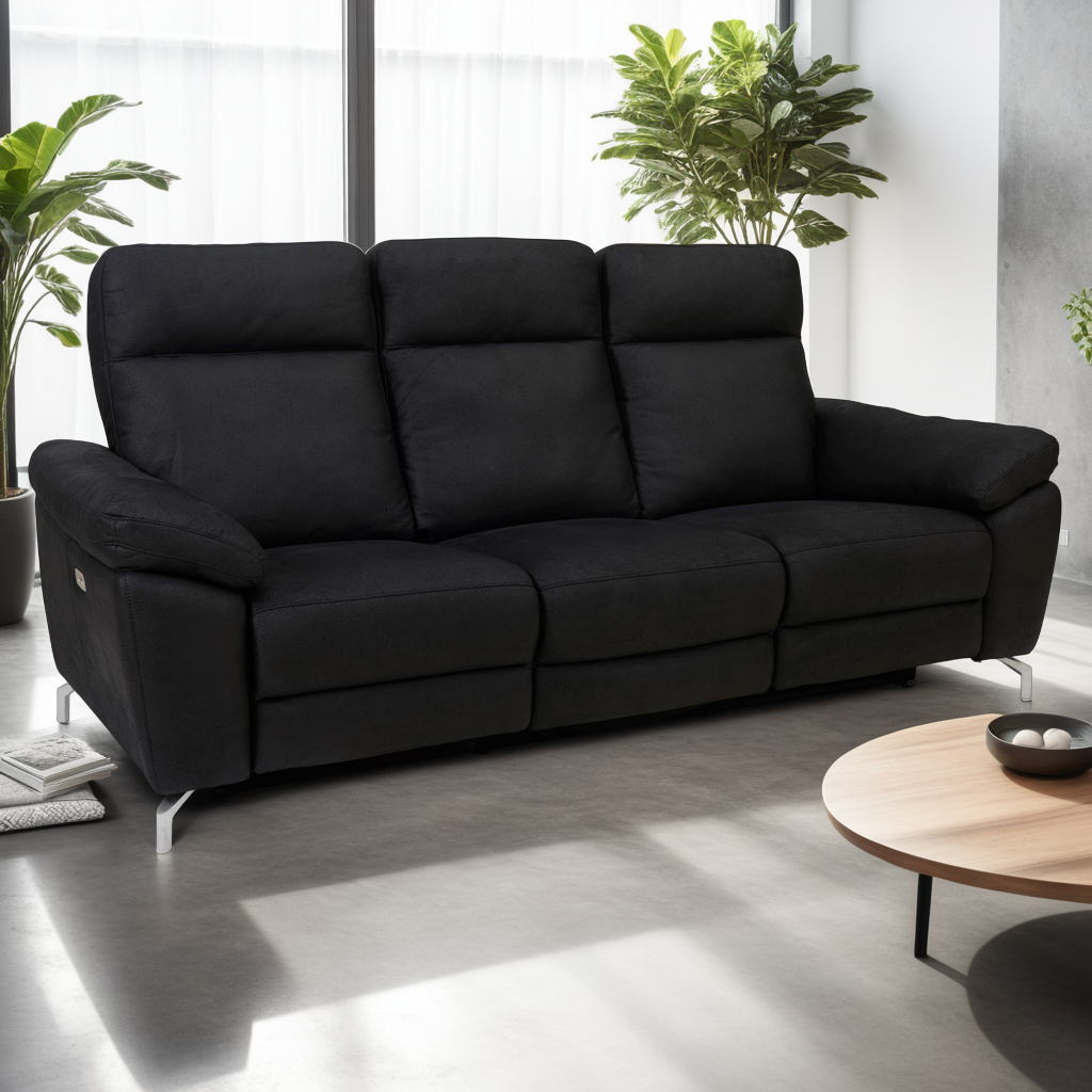 3-Sitzer Elektrisch Relaxsofa Selesta - Schwarz Stoff - FURNHOUSE