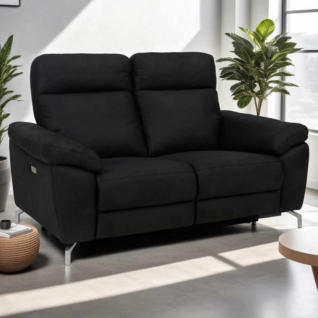 2-Sitzer Elektrisch Relaxsofa Selesta - Schwarz Stoff - FURNHOUSE