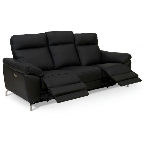 3-Sitzer Elektrisch Relaxsofa Selesta - Schwarz Leder - FURNHOUSE