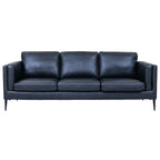 Couchgarnitur 3+2 Valencia - Echtleder Schwarz, 220 + 157 cm - FURNHOUSE