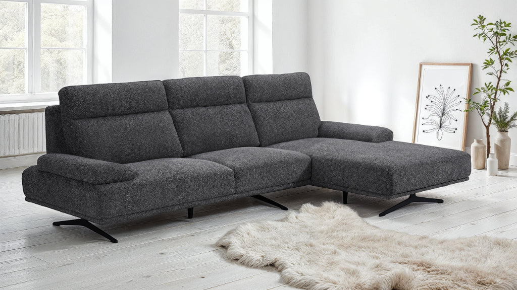 Seattle L-Form Ecksofa Rechts - Stoffbezug Grau