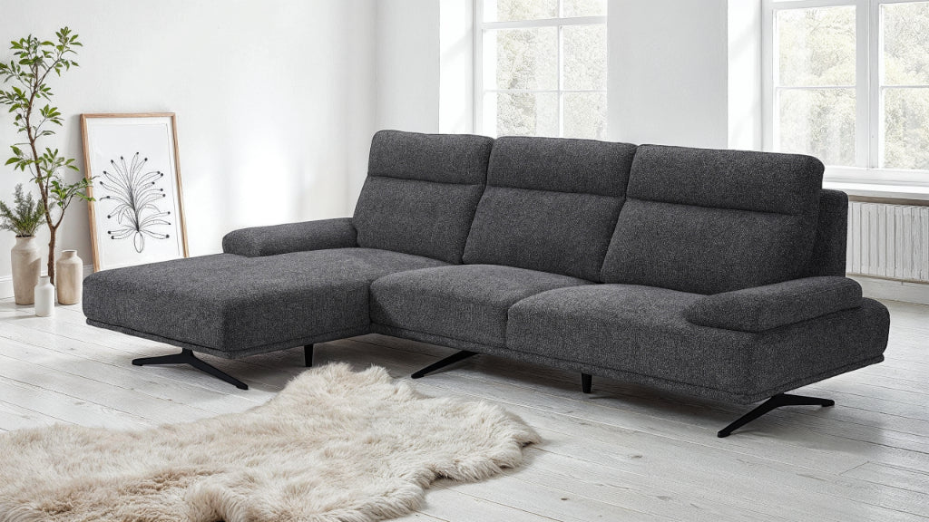 Seattle L-Form Ecksofa Links - Stoffbezug Grau