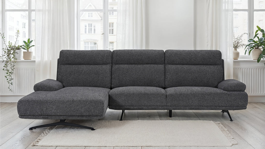 Seattle L-Form Ecksofa Links - Stoffbezug Grau