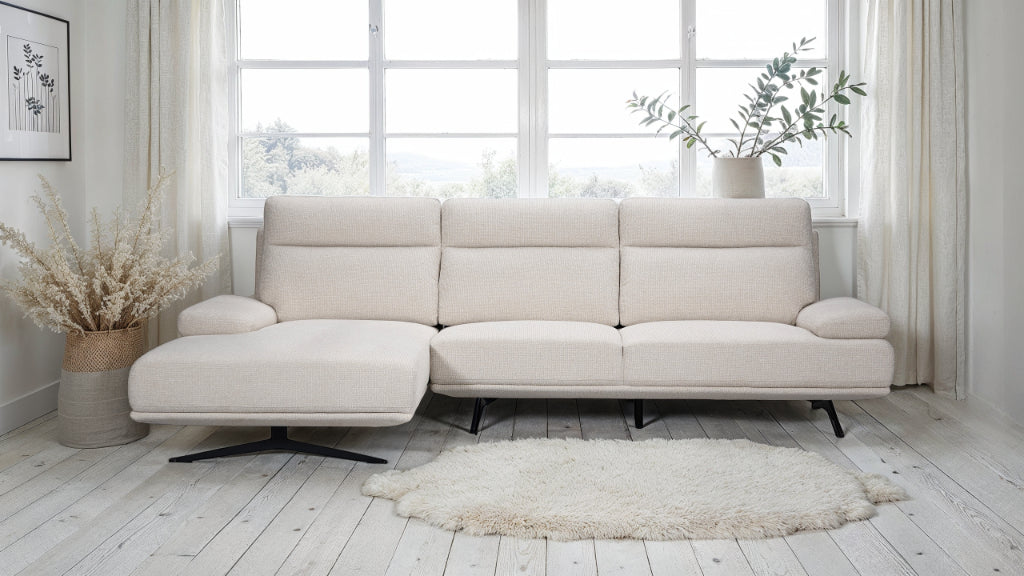 Seattle L-Form Ecksofa Links - Stoffbezug Creme Weiß
