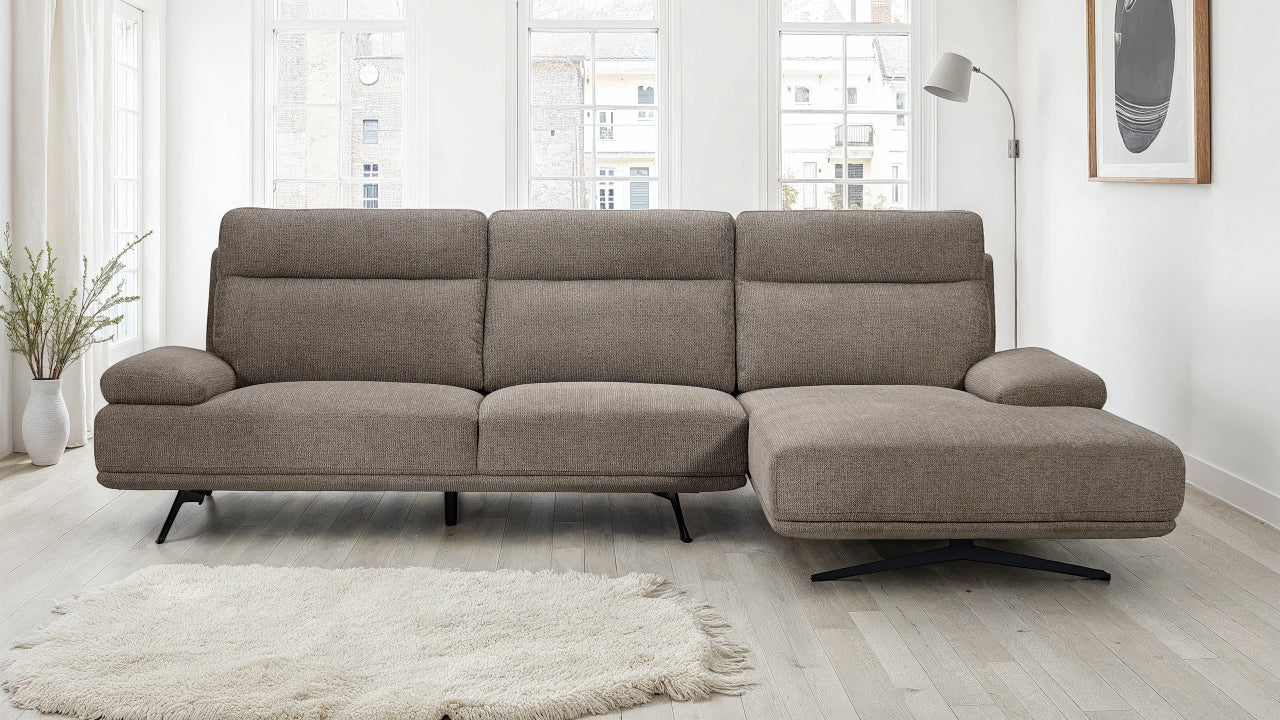 Seattle L-Form Ecksofa Rechts - Stoffbezug Braun