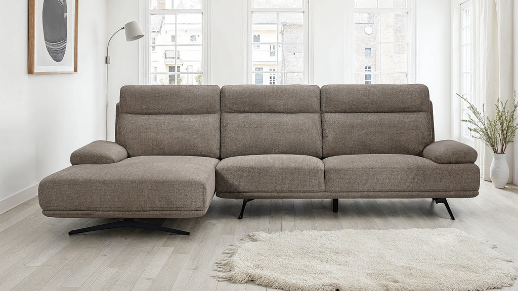 Seattle L-Form Ecksofa Links - Stoffbezug Braun