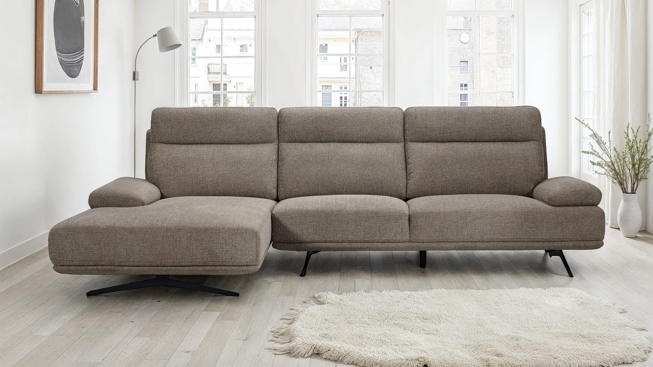 Seattle L-Form Ecksofa Links - Stoffbezug Braun