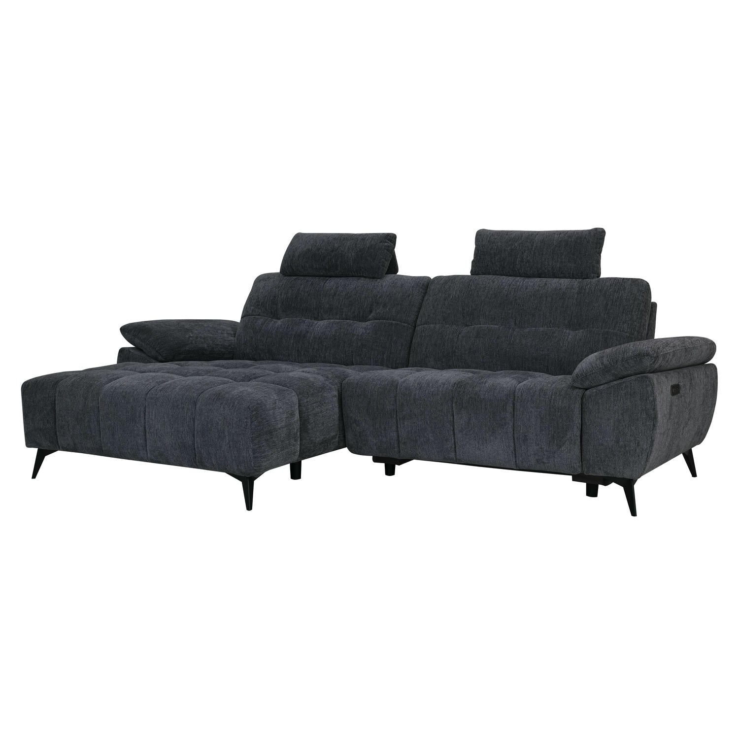 Colorado L-Form Ecksofa Links – mit Elektrische Relaxfunktion, USB - Stoffbezug Grau
