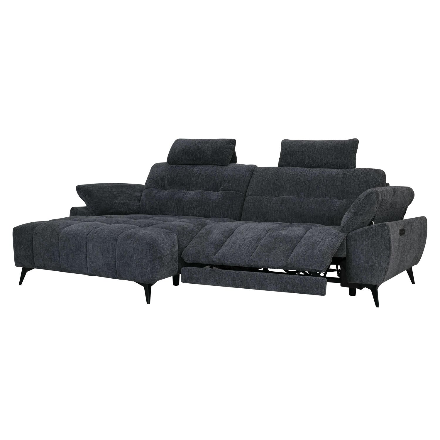 Colorado L-Form Ecksofa Links – mit Elektrische Relaxfunktion, USB - Stoffbezug Grau