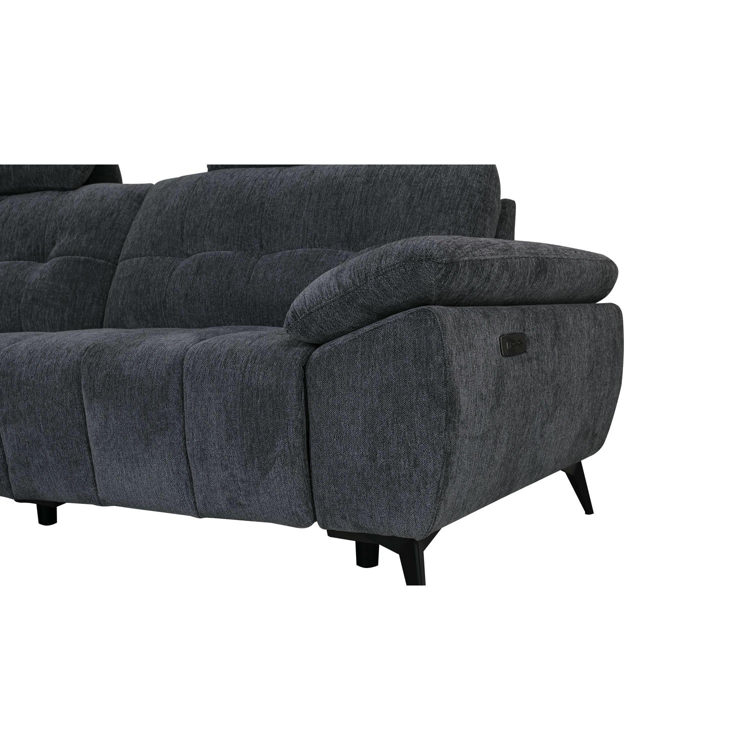 Colorado L-Form Ecksofa Links – mit Elektrische Relaxfunktion, USB - Stoffbezug Grau