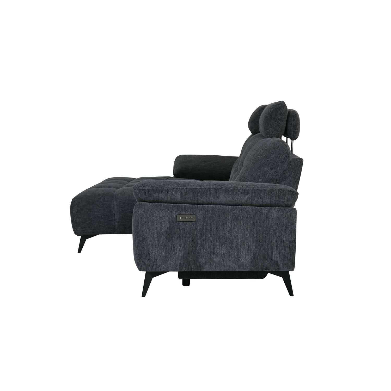 Colorado L-Form Ecksofa Links – mit Elektrische Relaxfunktion, USB - Stoffbezug Grau