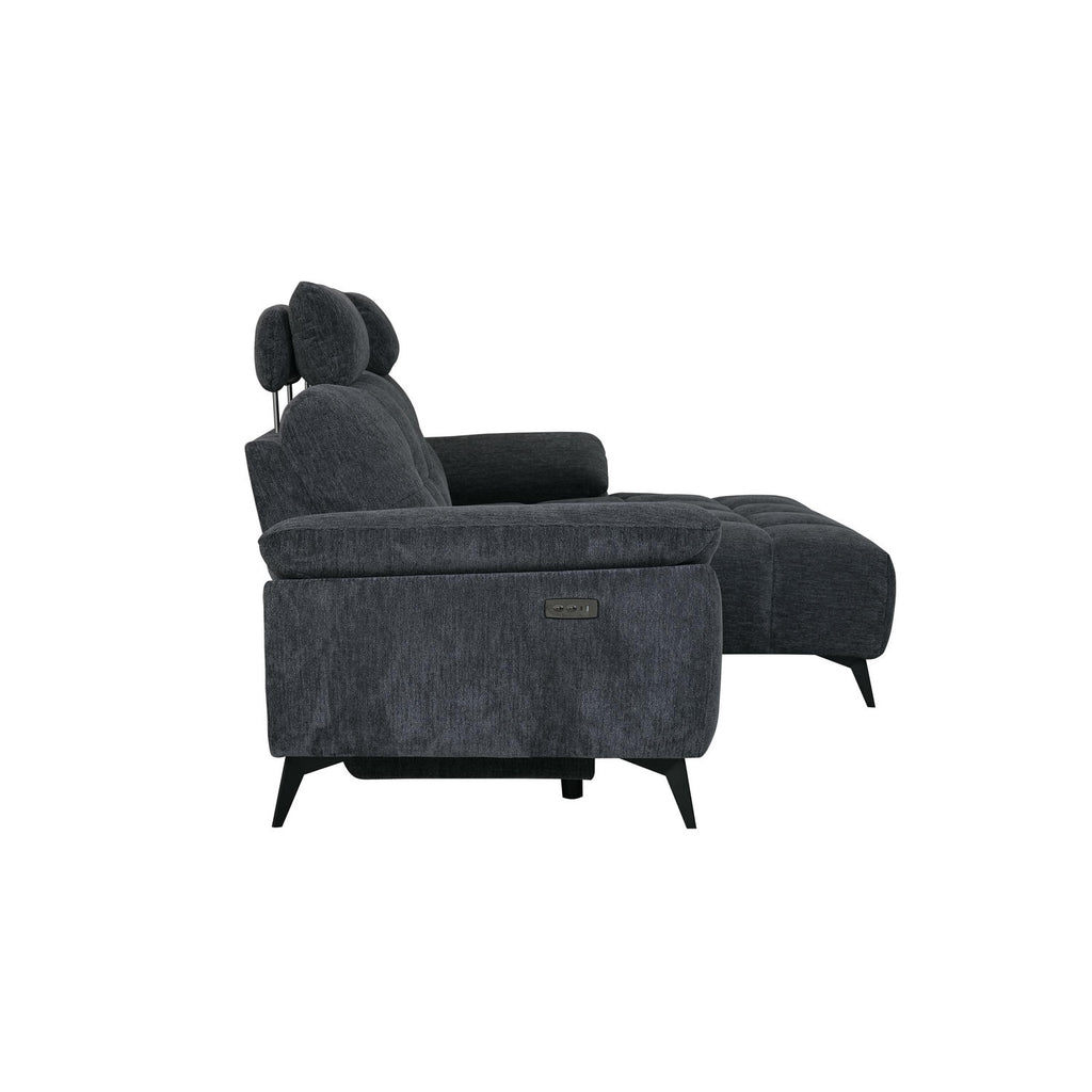 Colorado L-Form Ecksofa Rechts – mit Elektrische Relaxfunktion, USB - Stoffbezug Grau