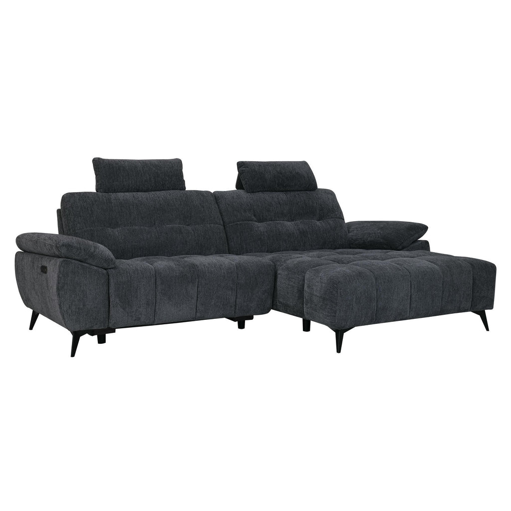 Colorado L-Form Ecksofa Rechts – mit Elektrische Relaxfunktion, USB - Stoffbezug Grau