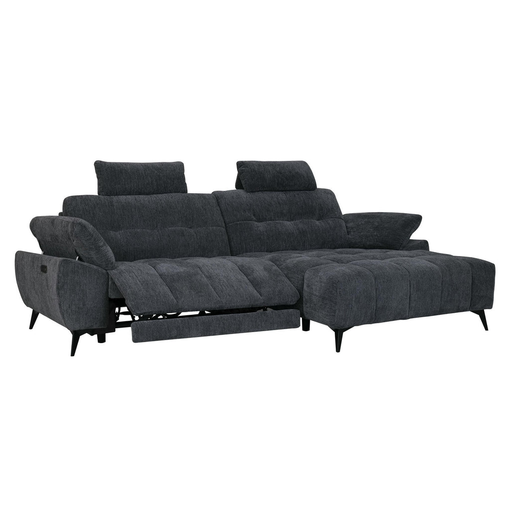 Colorado L-Form Ecksofa Rechts – mit Elektrische Relaxfunktion, USB - Stoffbezug Grau