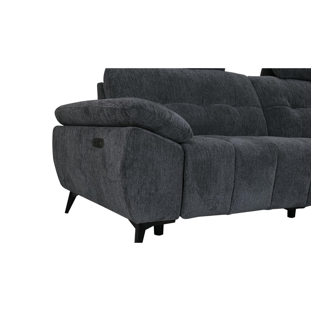 Colorado L-Form Ecksofa Rechts – mit Elektrische Relaxfunktion, USB - Stoffbezug Grau