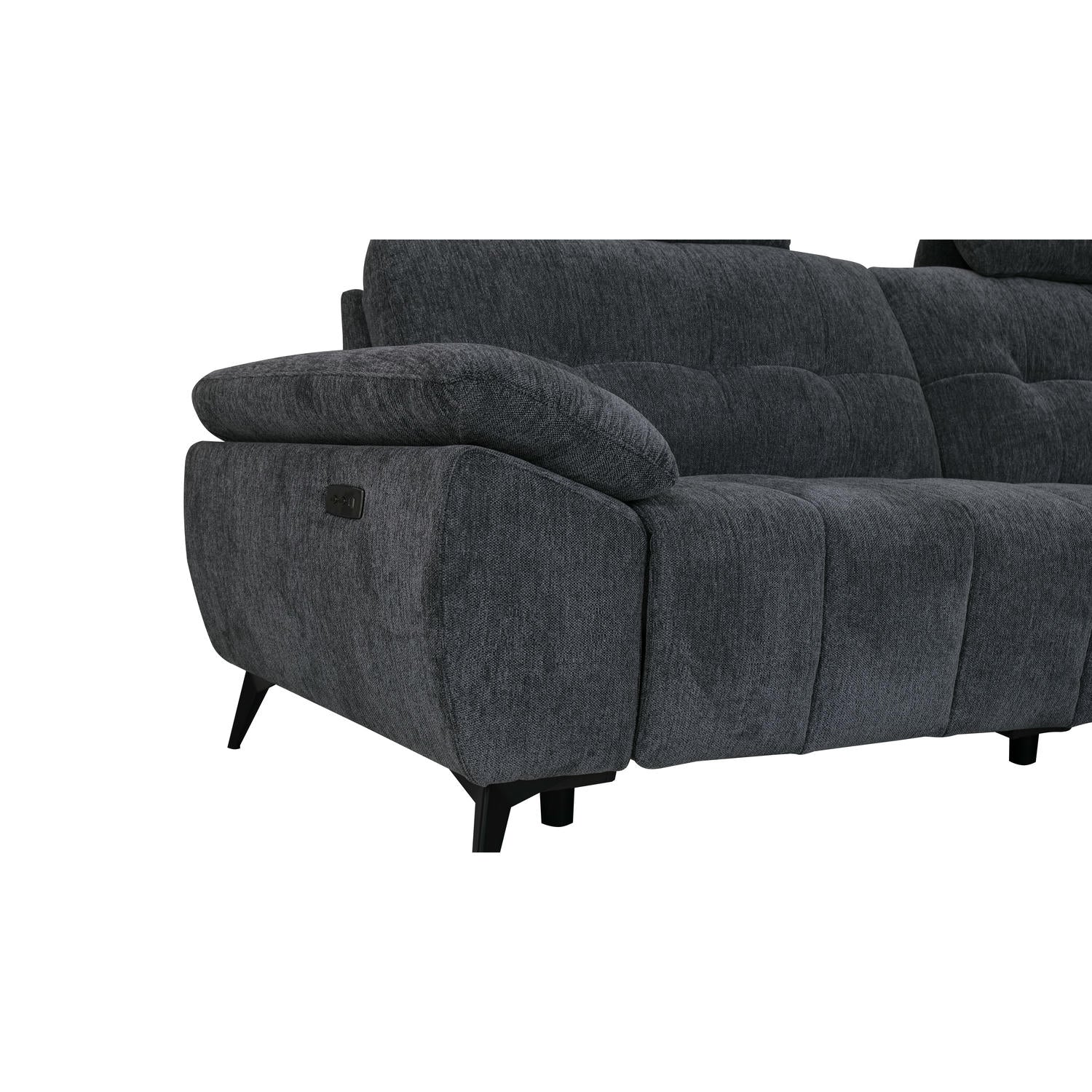 Colorado L-Form Ecksofa Rechts – mit Elektrische Relaxfunktion, USB - Stoffbezug Grau