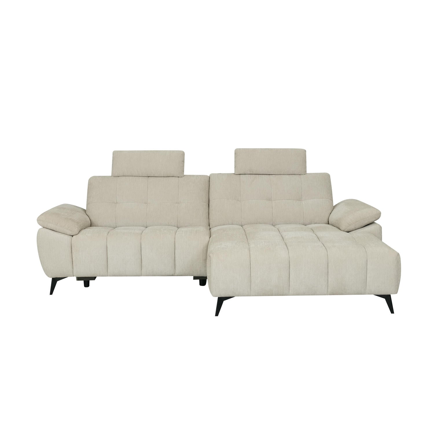 Colorado L-Form Ecksofa Rechts – mit Elektrische Relaxfunktion, USB - Stoffbezug Creme Weiß