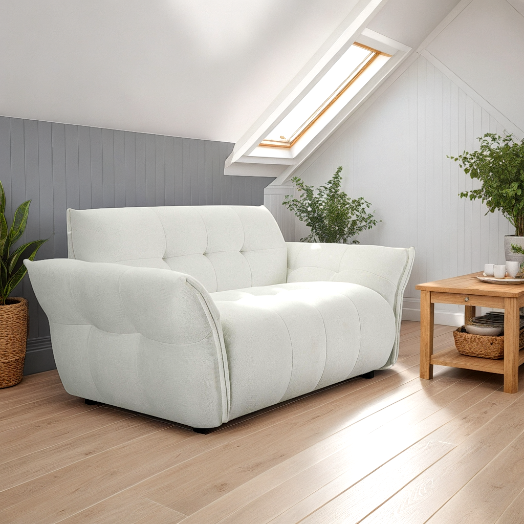Lima 2-Sitzer Sofa - Stoffbezug Creme Weiß