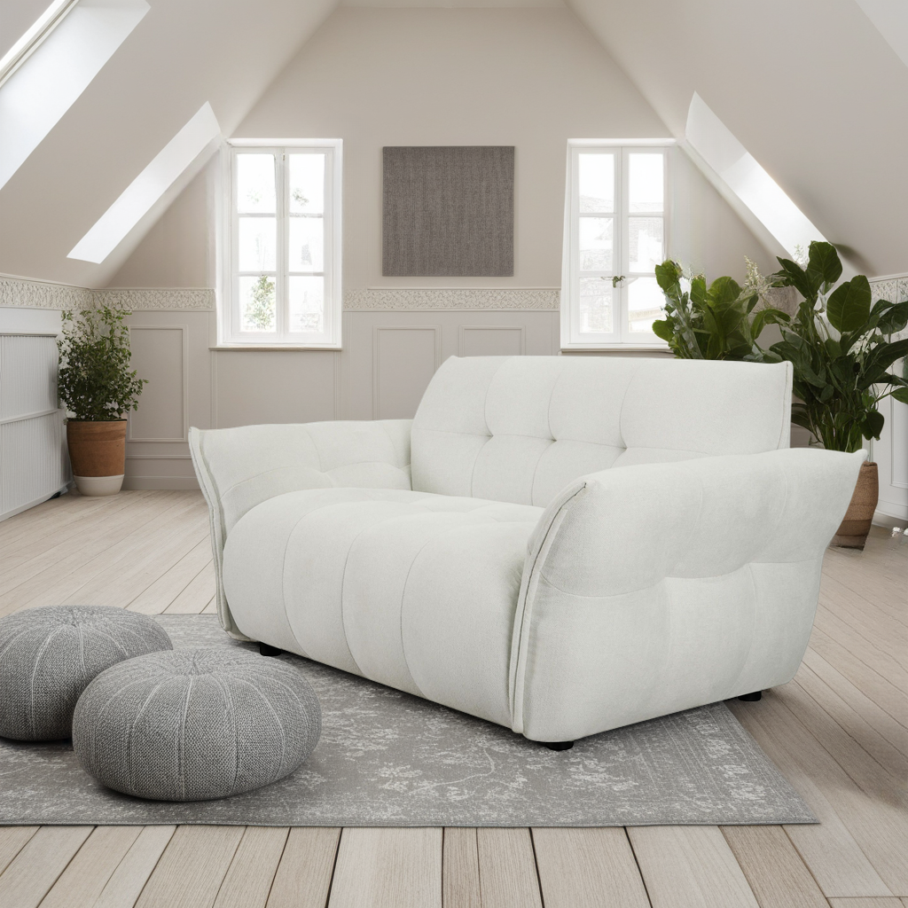 Lima 2-Sitzer Sofa - Stoffbezug Creme Weiß